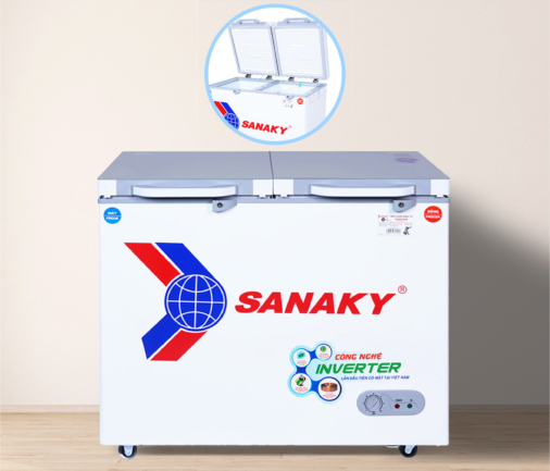 tu dong sanaky vh 2599w4k voi 2 ngan 2 canh mo - Tủ đông Sanaky VH-2599W4K 195 lít Inverter Tủ đông Sanaky VH-2599W4K với thiết kế 2 ngăn đông mát 2 cánh mở