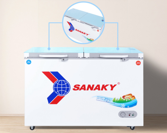tu dong sanaky vh 3699w2kd nap phu mot lop kinh cuong luc - Tủ đông Sanaky VH-3699W2KD 260 lít Tủ đông thế hệ mới với thiết kế nắp phủ một lớp kính cường lực độc đáo