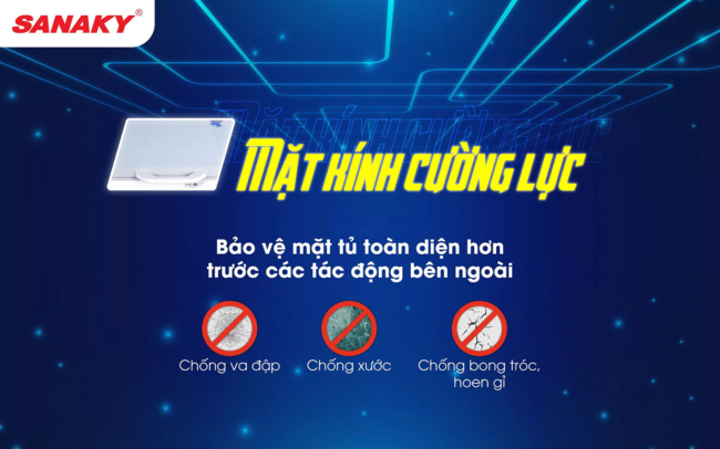 tu dong sanaky vh 5699w2k nap tu phu kinh cuong luc - Tủ đông Sanaky VH-5699W2K 365 lít Tủ đông Sanaky VH-5699W2K 365 lít nắp tủ phủ lớp kính cường lực chắc chắn