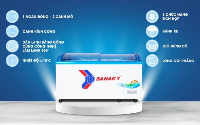 tu dong sanaky vh 6899k tinh nang - Tủ đông Sanaky VH-6899K 437 lít Một số tính năng nổi bật của tủ đông Sanaky VH 6899K cửa kính lùa dung tích 437 lít