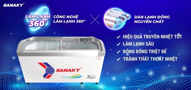 tu dong sanaky vh 899ka 500 lit dan lanh ong dong - Tủ đông Sanaky VH-899KA 500 lít Tủ đông Sanaky VH-899KA 500 lít dàn lạnh ống đồng kết hợp đông nghệ làm lạnh 360 độ