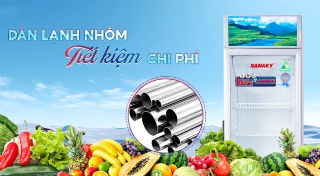 tu mat sanaky 130 lit vh 168kl dan lanh nhom - Tủ mát Sanaky VH-168KL 130 lít Tủ mát Sanaky VH-168KL có dàn lạnh ống nhôm