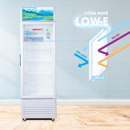 tu mat sanaky cong nghe low e - Tủ mát Sanaky VH-358K3L 290 lít Inverter Tủ mát Sanaky inverter 290 lít VH-358K3L có 1 cánh kính phủ công nghệ Low-e