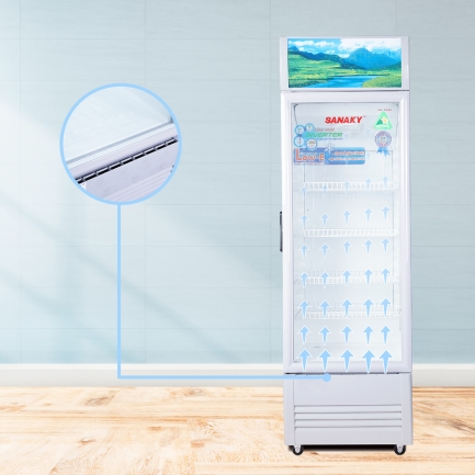 tu mat sanaky suoi kinh - Tủ mát Sanaky VH-408K3L 340 lít Inverter Tủ mát có công nghệ sưởi kính bằng hơi nóng từ lock máy thổi lên làm trong kính