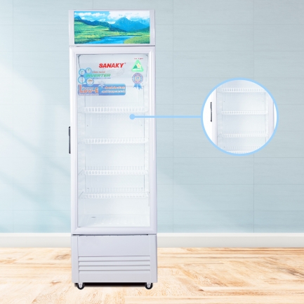tu mat sanaky thiet ke thong minh - Tủ mát Sanaky VH-358K3L 290 lít Inverter Tủ mát Sanaky inverter 290 lít VH-358K3L có 4 kệ để đồ chắc chắn
