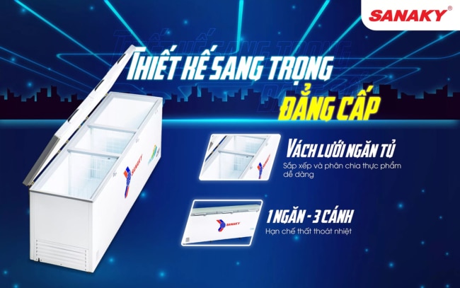 vh 1199hyk thiet ke sang trong - Tủ đông Sanaky VH-1199HYK 900 lít Tủ đông Sanaky VH-1199HYK dung tích 900 lít với thiết kế sang trọng đẳng cấp