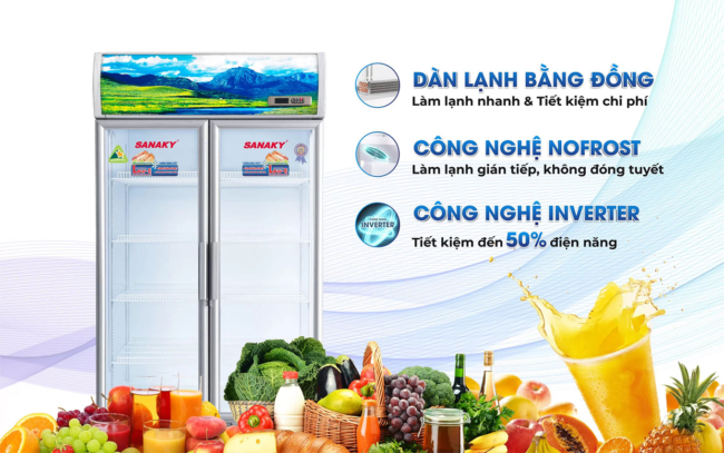 vh 1209hp3 khong dong tuyet - Tủ mát Sanaky VH-1209HP3 1100 lít Inverter Tủ mát Sanaky VH-1209HP hệ thống làm lạnh gián tiếp không đóng tuyết