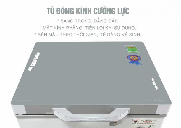 vh 1599hyk kinh cuong luc - Tủ đông Sanaky VH-1599HYK 100 lít Bề mặt nắp tủ đông Sanaky 100 lít VH-1599HYK phủ 1 lớp kính cường lực