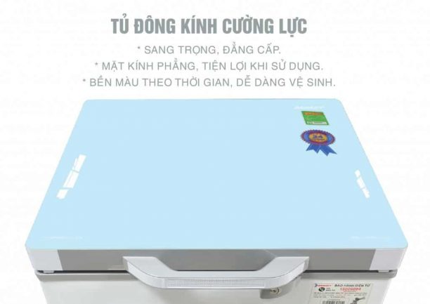 vh 1599hykd kinh cuong luc - Tủ đông Sanaky VH-1599HYKD 100 lít Bề mặt nắp tủ đông Sanaky 100 lít VH-1599HYKD phủ 1 lớp kính cường lực