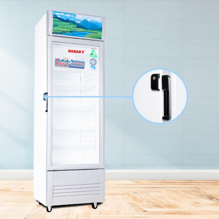 vh 168kl 218kl 258kl 308kl 358kl 408kl khoa an toan - Tủ mát Sanaky 170 lít VH-218KL Tủ mát Sanaky VH-308KL có 1 cửa mở trang bị kèm 1 ổ khóa an toàn