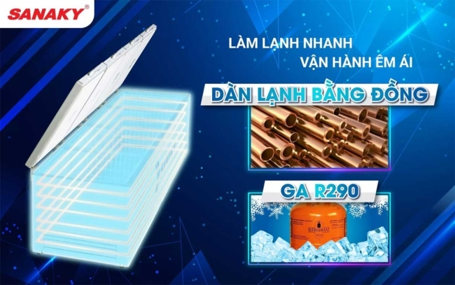 VH 2399HY3 1 - Tủ đông Sanaky VH-2399HY3 2000 lít Inverter Dàn lạnh ống đồng nguyên chất