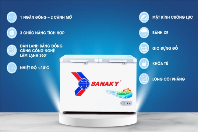 VH 2599a2kd 5 - Tủ đông Sanaky VH-2599A2KD 208 lít Các tính năng nổi bật của tủ đông Sanaky 208 lít VH-2599A2KD